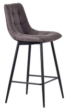 Elba Grey Fabric High Back Barstool with Black Metal Legs