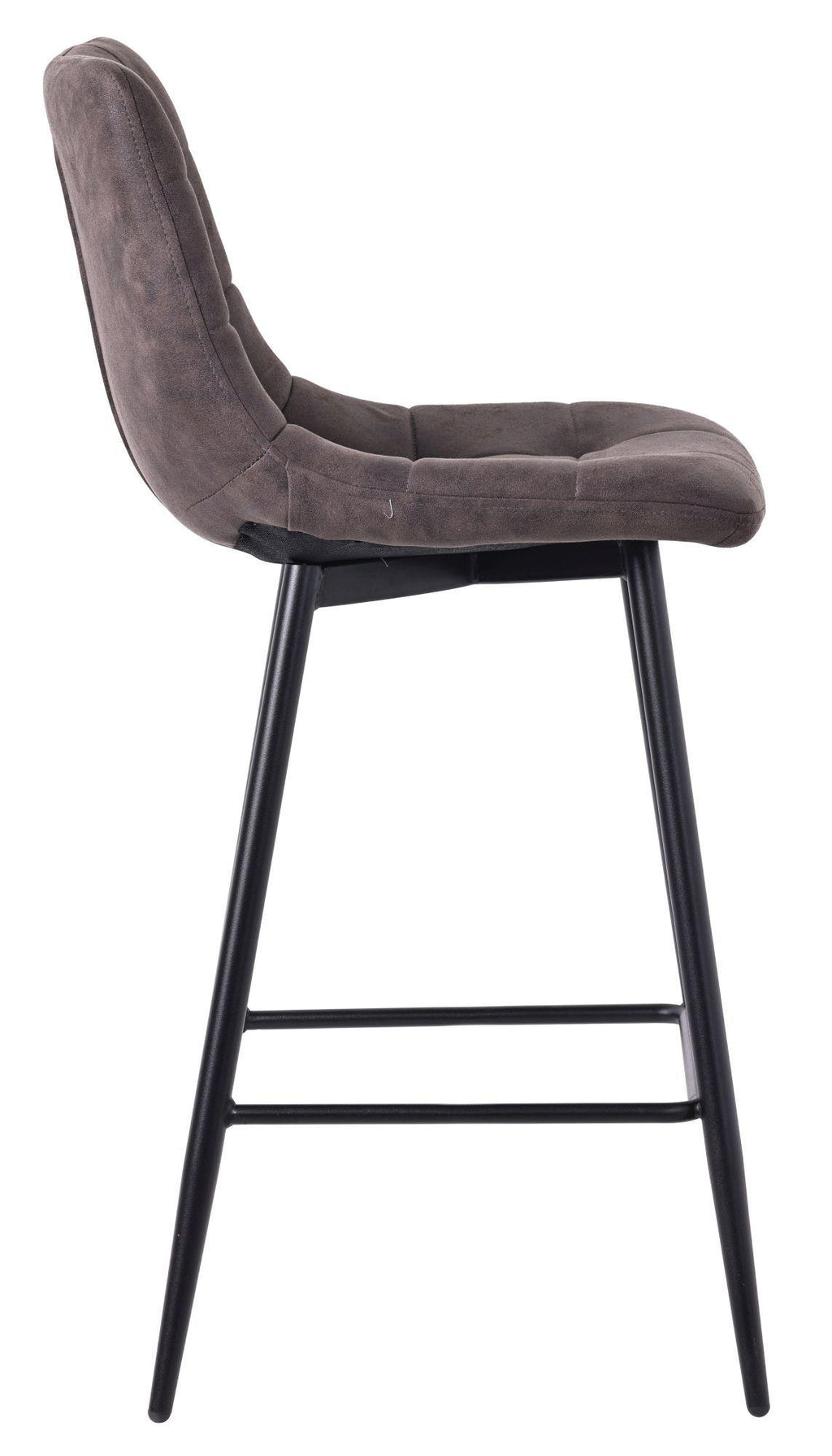 Elba Grey Fabric High Back Barstool with Black Metal Legs