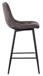 Elba Grey Fabric High Back Barstool with Black Metal Legs