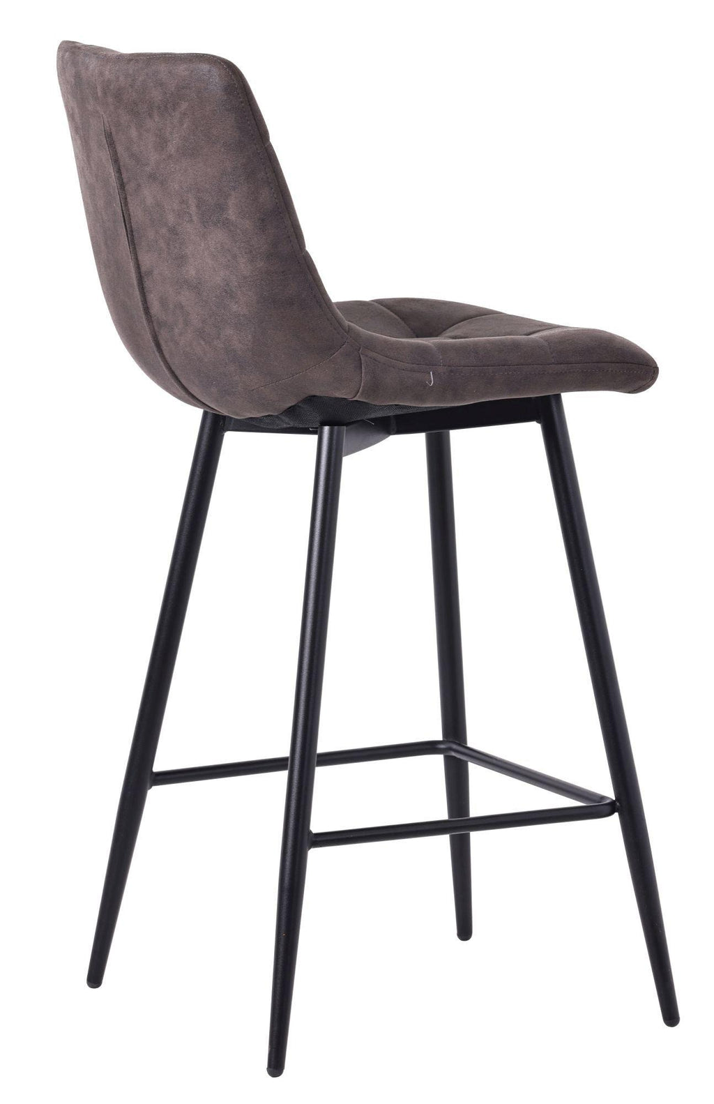 Elba Grey Fabric High Back Barstool with Black Metal Legs