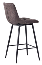 Elba Grey Fabric High Back Barstool with Black Metal Legs