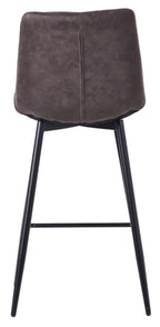 Elba Grey Fabric High Back Barstool with Black Metal Legs