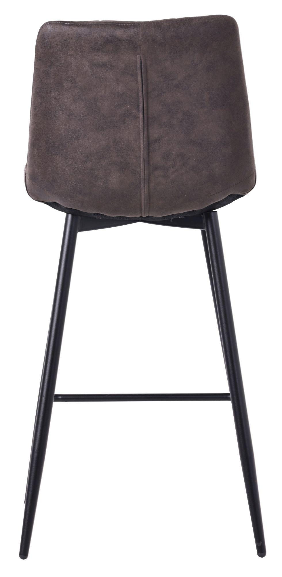Elba Grey Fabric High Back Barstool with Black Metal Legs
