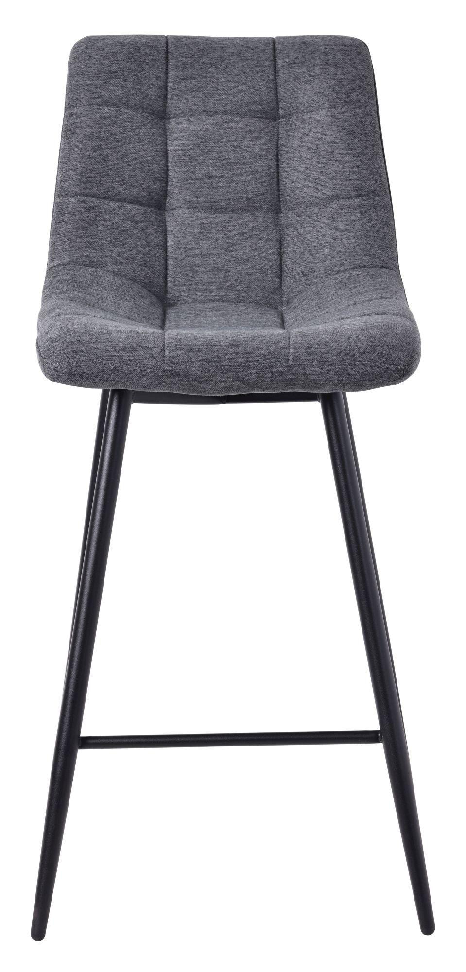 Elba Light Grey Fabric High Back Barstool with Black Metal Legs