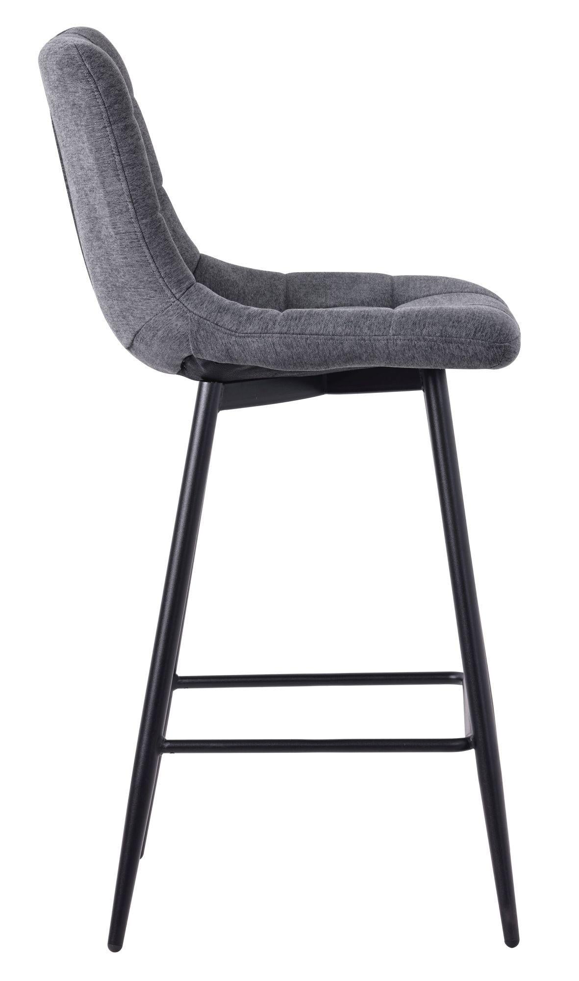 Elba Light Grey Fabric High Back Barstool with Black Metal Legs