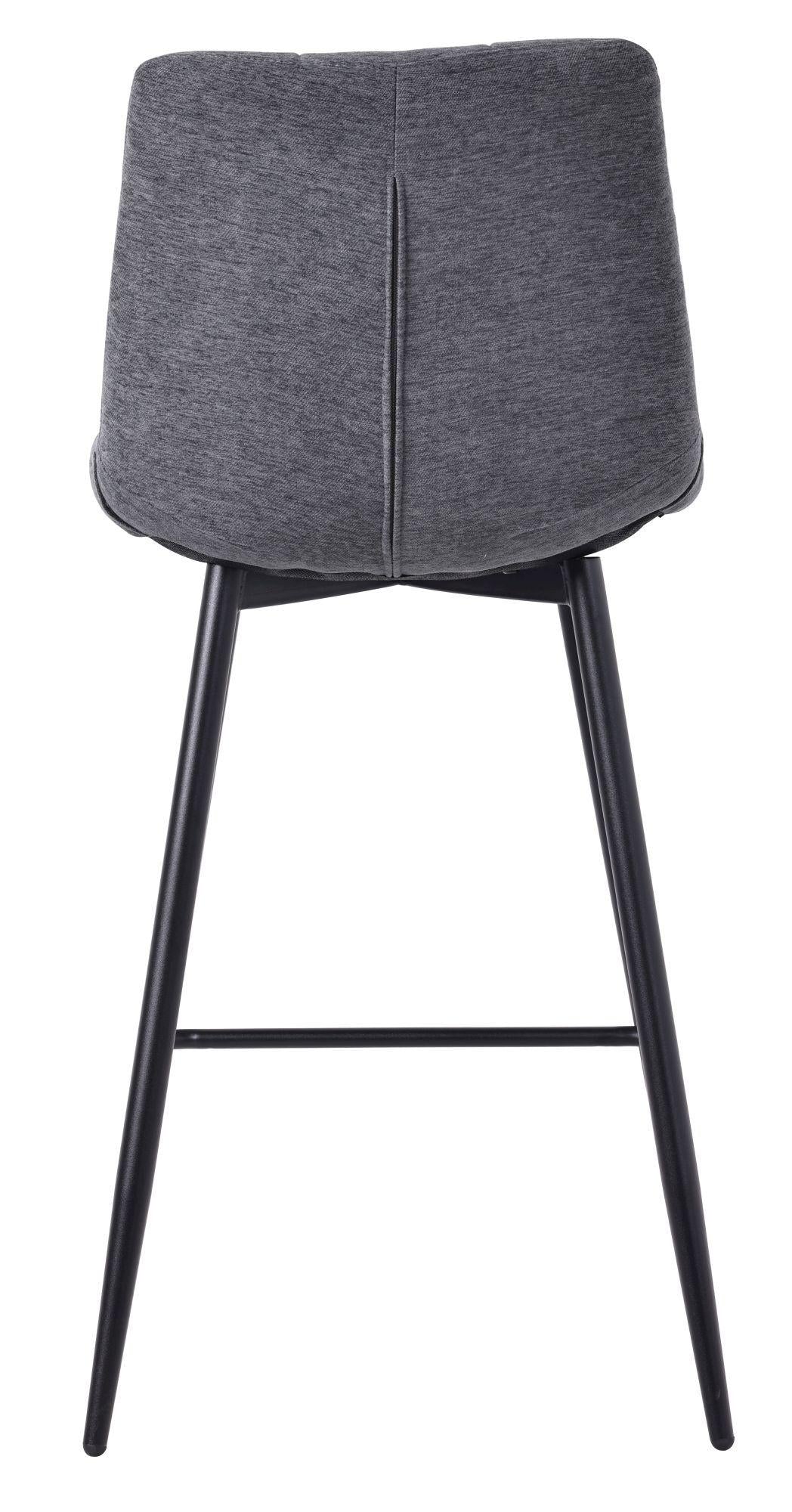 Elba Light Grey Fabric High Back Barstool with Black Metal Legs