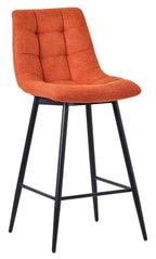 Elba Orange Fabric High Back Barstool with Black Metal Legs
