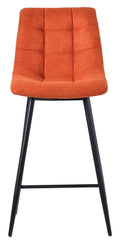 Elba Orange Fabric High Back Barstool with Black Metal Legs