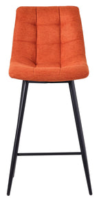 Elba Orange Fabric High Back Barstool with Black Metal Legs