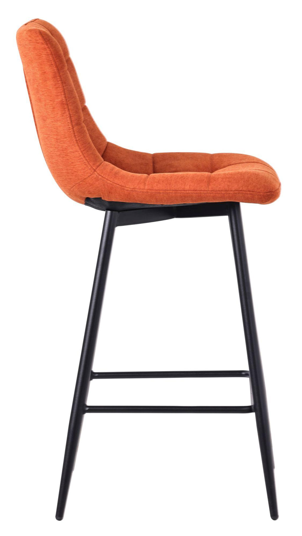Elba Orange Fabric High Back Barstool with Black Metal Legs