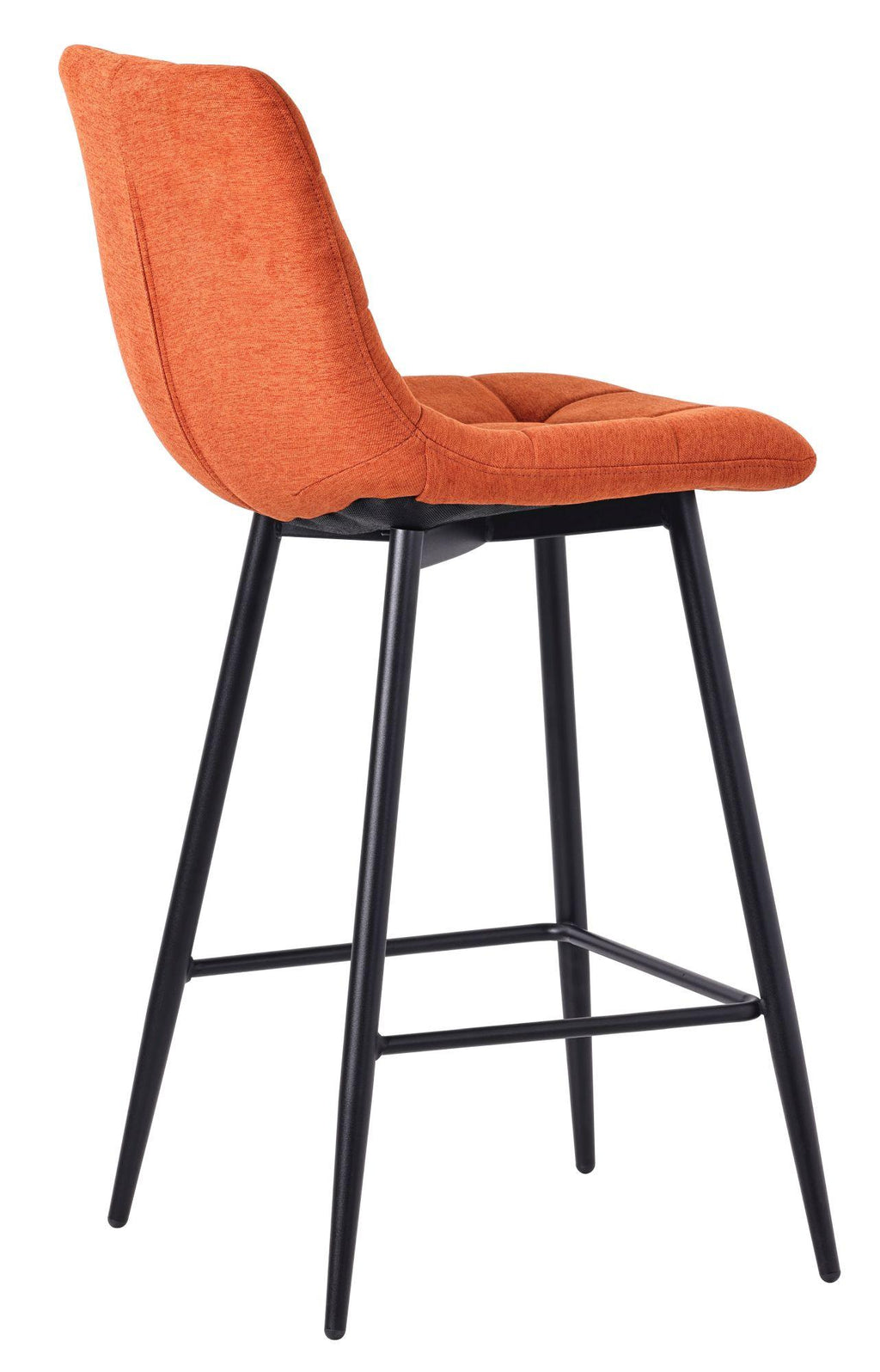 Elba Orange Fabric High Back Barstool with Black Metal Legs