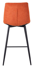 Elba Orange Fabric High Back Barstool with Black Metal Legs