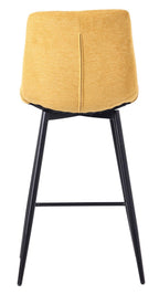 Elba Yellow Fabric High Back Barstool with Black Metal Legs
