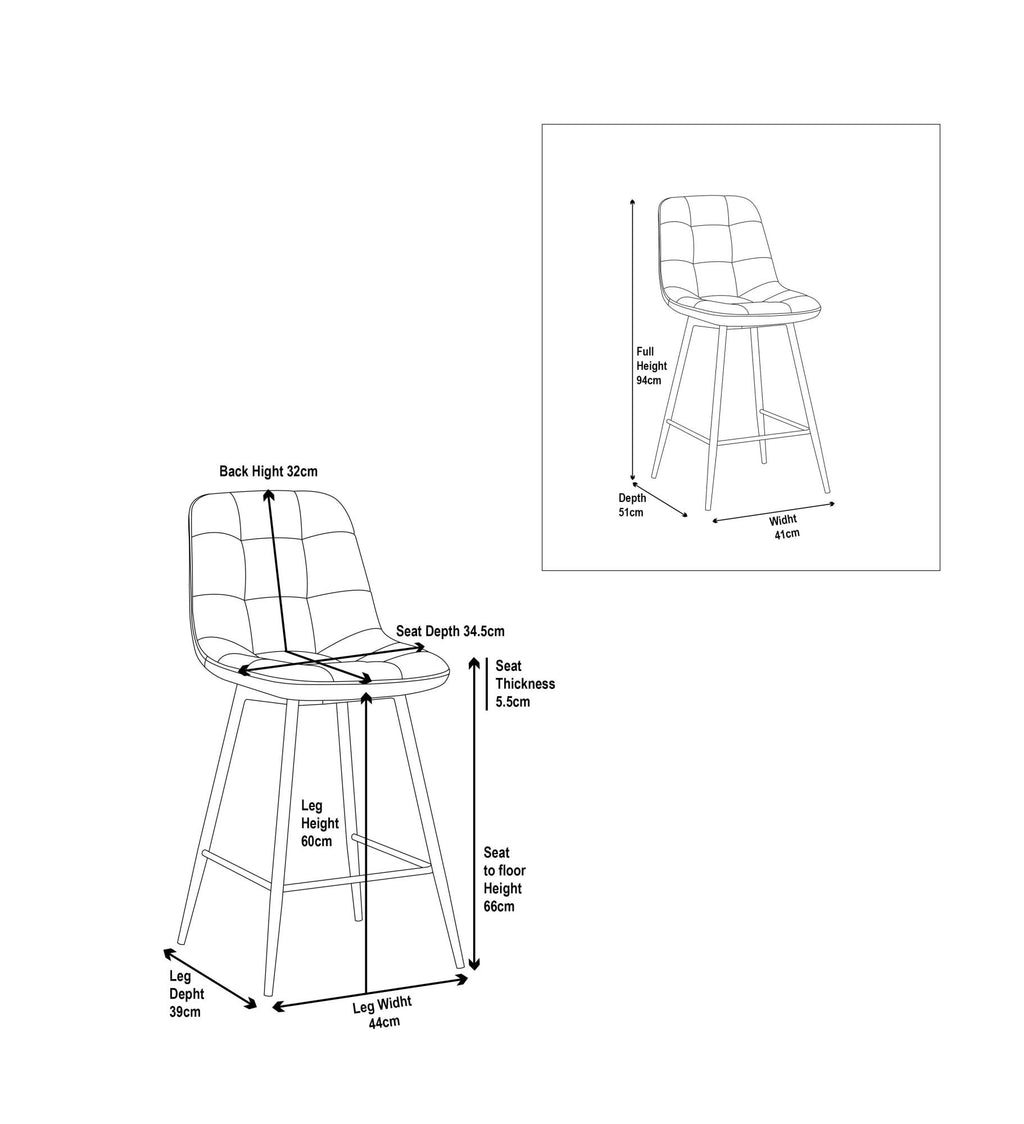 Elba Yellow Fabric High Back Barstool with Black Metal Legs