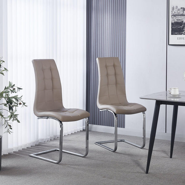 Delma Beige Faux Leather Dining Chair and Chrome Cantilever Base