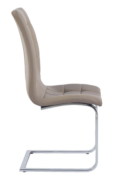 Delma Beige Faux Leather Dining Chair and Chrome Cantilever Base