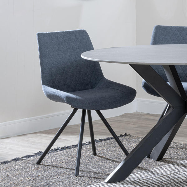 Elliot Dark Grey Fabric Swivel Dining Chair with Black Legs