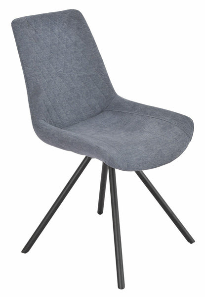 Elliot Dark Grey Fabric Swivel Dining Chair with Black Legs