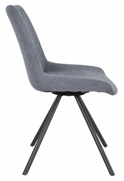 Elliot Dark Grey Fabric Swivel Dining Chair with Black Legs