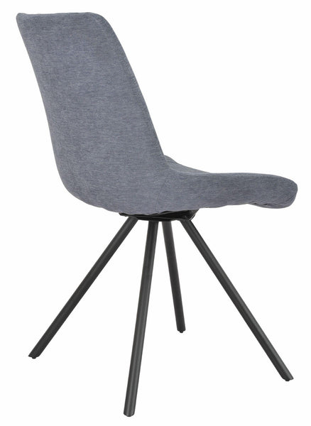 Elliot Dark Grey Fabric Swivel Dining Chair with Black Legs