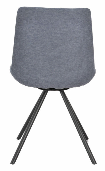 Elliot Dark Grey Fabric Swivel Dining Chair with Black Legs