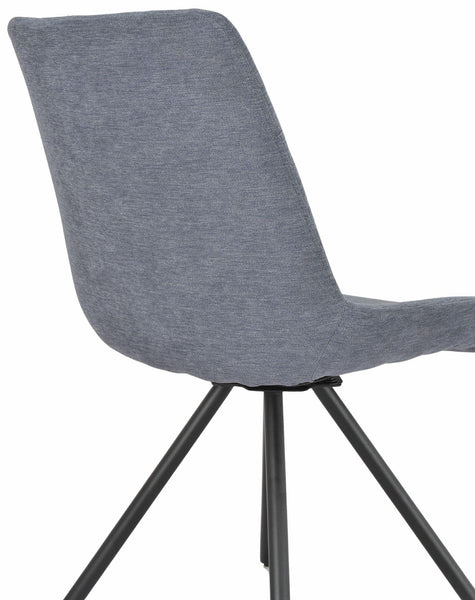 Elliot Dark Grey Fabric Swivel Dining Chair with Black Legs
