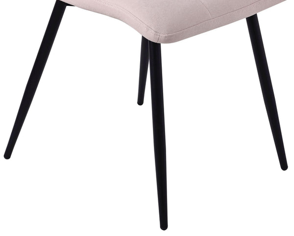 Elba Dining Chairs in Beige Colour Fabric and Black Metal Legs