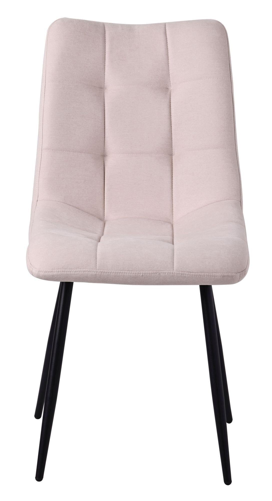 Elba Dining Chairs in Beige Colour Fabric and Black Metal Legs