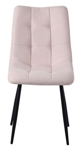 Elba Dining Chairs in Beige Colour Fabric and Black Metal Legs