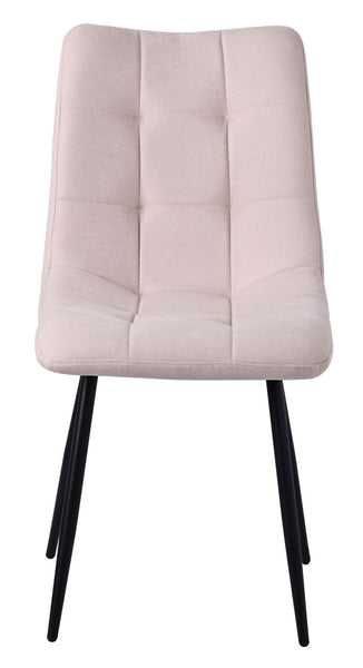 Elba Dining Chairs in Beige Colour Fabric and Black Metal Legs