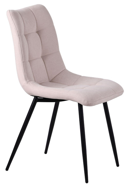 Elba Dining Chairs in Beige Colour Fabric and Black Metal Legs