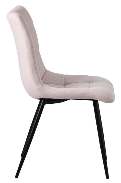 Elba Dining Chairs in Beige Colour Fabric and Black Metal Legs