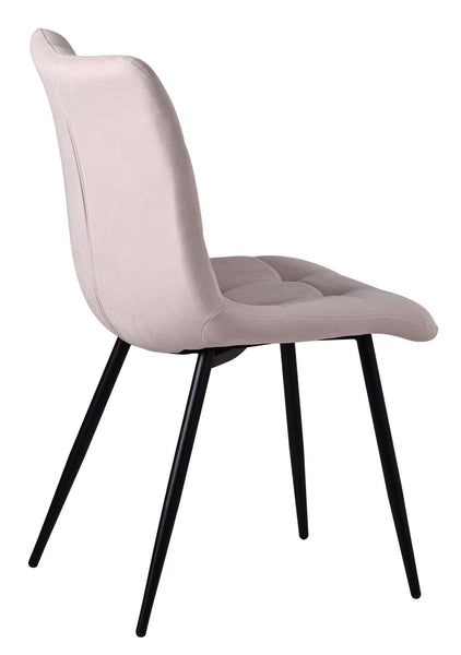 Elba Dining Chairs in Beige Colour Fabric and Black Metal Legs