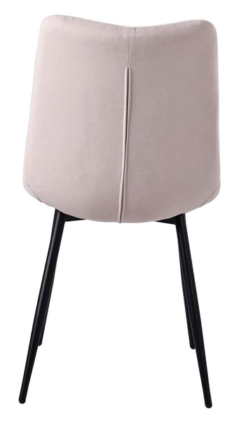 Elba Dining Chairs in Beige Colour Fabric and Black Metal Legs