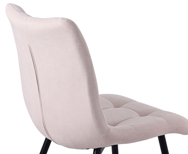 Elba Dining Chairs in Beige Colour Fabric and Black Metal Legs