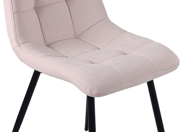 Elba Dining Chairs in Beige Colour Fabric and Black Metal Legs
