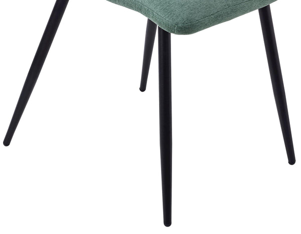 Elba Dining Chairs in Green Colour Fabric and Black Metal Legs