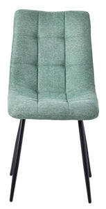 Elba Dining Chairs in Green Colour Fabric and Black Metal Legs
