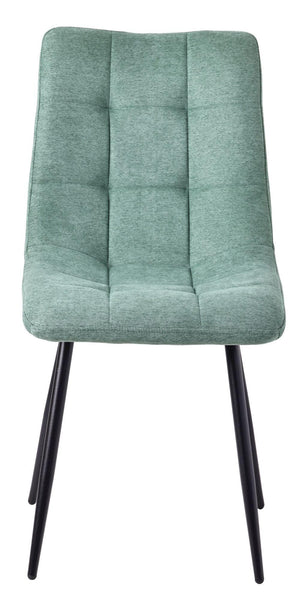 Elba Dining Chairs in Green Colour Fabric and Black Metal Legs