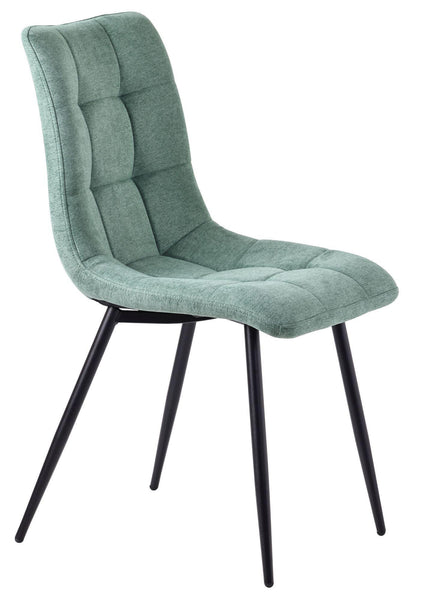 Elba Dining Chairs in Green Colour Fabric and Black Metal Legs