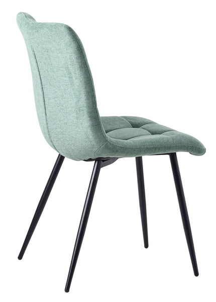 Elba Dining Chairs in Green Colour Fabric and Black Metal Legs