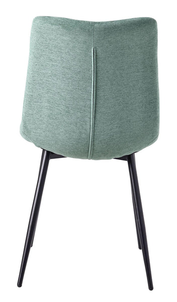 Elba Dining Chairs in Green Colour Fabric and Black Metal Legs