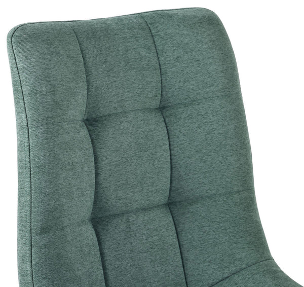 Elba Dining Chairs in Green Colour Fabric and Black Metal Legs