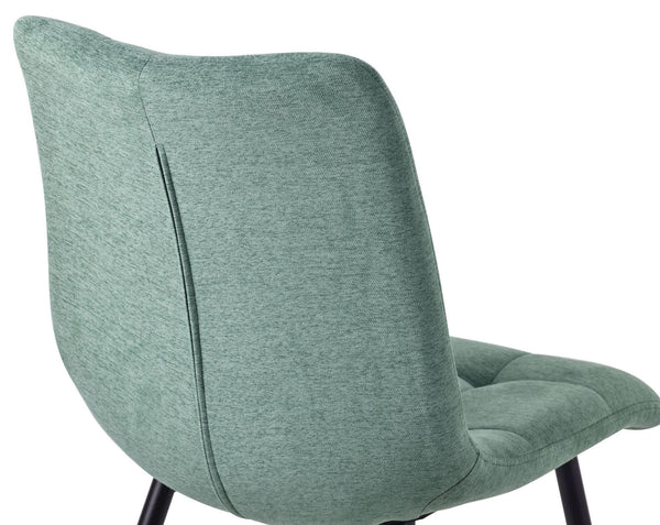 Elba Dining Chairs in Green Colour Fabric and Black Metal Legs