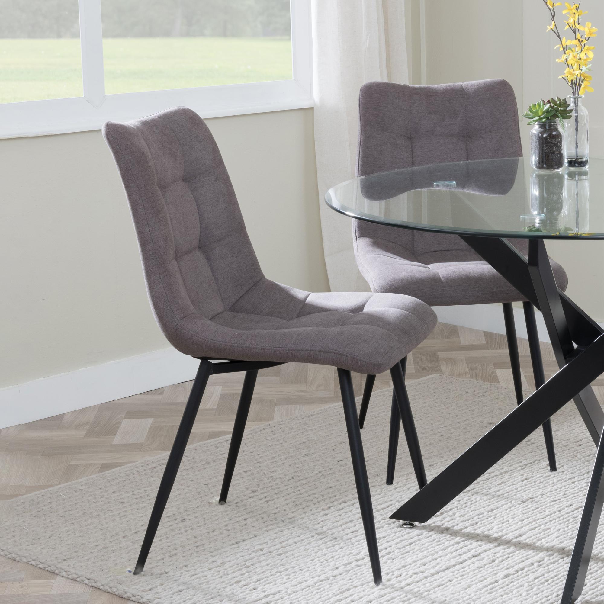 Elba Dining Chairs in Camel Colour Fabric and Black Metal Legs