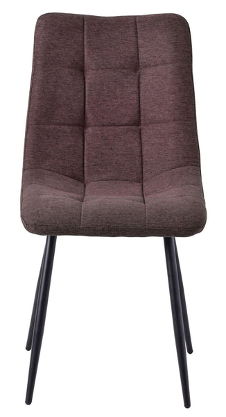 Elba Dining Chairs in Camel Colour Fabric and Black Metal Legs