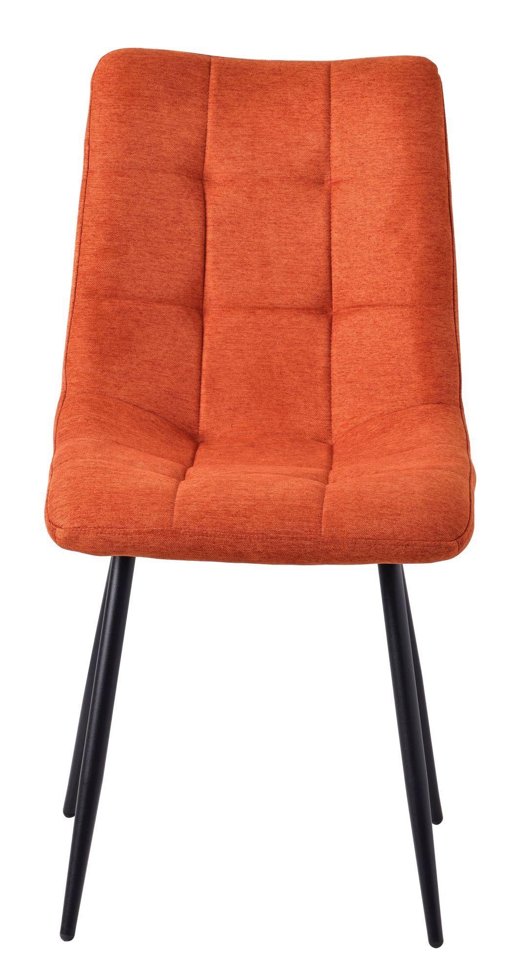 Elba Dining Chairs in Orange Colour Fabric and Black Metal Legs
