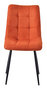Elba Dining Chairs in Orange Colour Fabric and Black Metal Legs