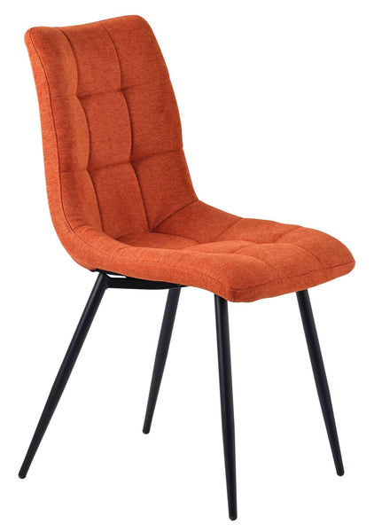 Elba Dining Chairs in Orange Colour Fabric and Black Metal Legs