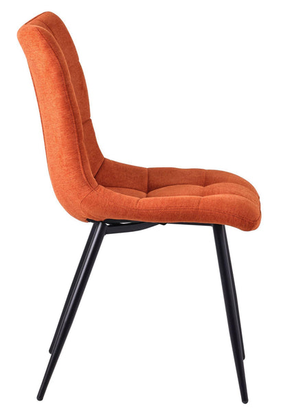 Elba Dining Chairs in Orange Colour Fabric and Black Metal Legs